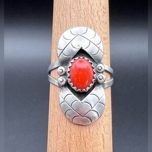 Native American Coral Shadowbox Ring